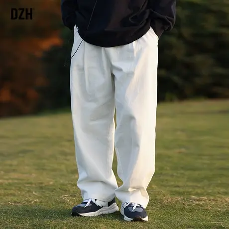 男生白色全棉牛仔裤男直筒宽松潮牌秋季裤子2023新款休闲长裤百搭商品大图