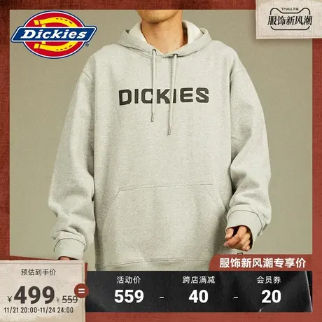 Dickies 秋冬logo字母印花加绒连帽美式卫衣 休闲运动宽松图片