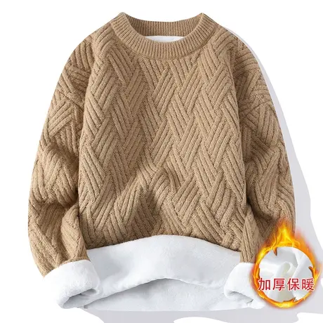 圆领毛衣男秋冬季潮牌纯色时尚打底衫休闲内搭毛线衣服男士针织衫商品大图