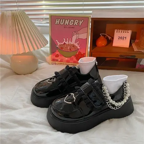 英伦小皮鞋女法式黑色复古厚底大头玛丽珍单鞋甜酷圆头软妹日系jk商品大图