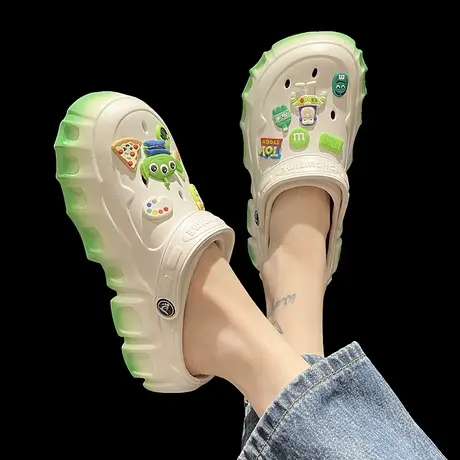 踩屎感洞洞鞋女外穿夏季网红爆款卡通可爱两穿包头厚底防滑凉拖鞋商品大图