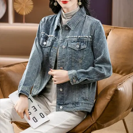 大码女装牛仔外套2024春季新款韩系胖mm简约轻奢显瘦遮肉上衣女潮图片