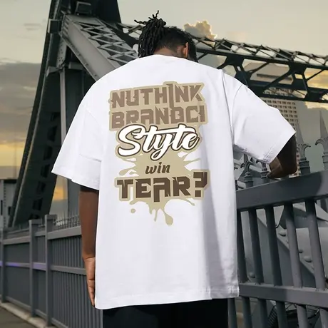 Nuthink加肥加大美式字母短袖T恤男潮牌宽松潮流半截袖夏季半袖潮商品大图