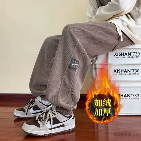 春秋季青少年长裤子男孩初中高中学生加绒帅气运动卫裤大童男装冬图片