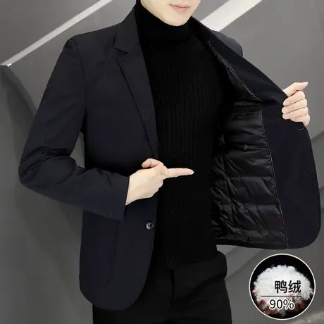 羽绒服西装男士秋冬季时尚保暖白鸭绒外套高端商务休闲加厚小西服商品大图