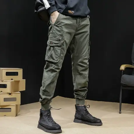 工装裤男秋季2023新款潮牌ins宽松束脚多袋休闲裤子军旅美式春秋商品大图