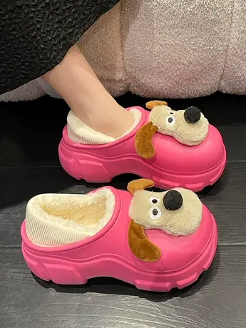 网红爆款厚底毛毛鞋女外穿2023秋季新款防水防滑两穿可爱包头棉拖商品大图