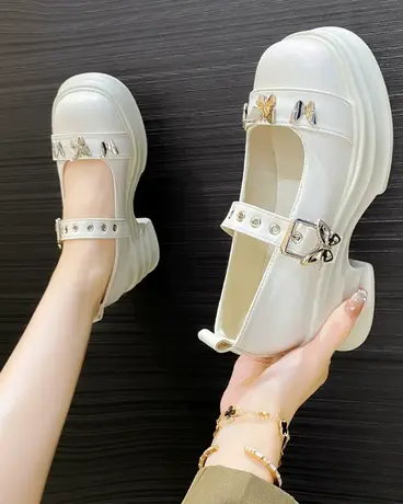 大头米色时尚厚底玛丽珍单鞋女2023夏季新款复古日系jk学生小皮鞋商品大图