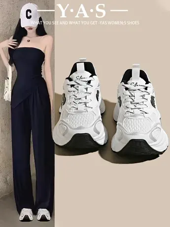 欧洲站老爹鞋女2024春季做旧款厚底拼色增高运动鞋时尚休闲鞋潮鞋商品大图