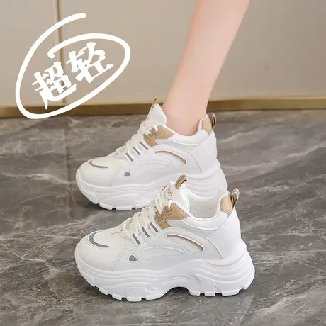 真皮厚底小白鞋女2024新款春季超火增高老爹鞋松糕休闲皮面运动鞋图片