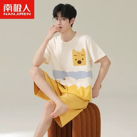 南极人男士睡衣夏季纯棉短袖套装2023年新款青少年卡通蜜蜂家居服图片