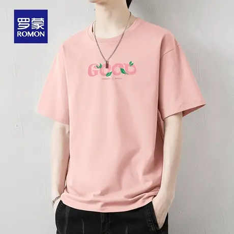 罗蒙男士短袖T恤夏季款纯棉印花圆领休闲男装衣服宽松大码冰丝体图片