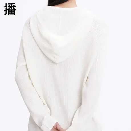 broadcast/播连帽针织衫女2023秋季新款宽松纯色套头上衣专柜正品商品大图