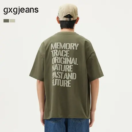 gxg.jeans男装  多色后背字母印花美式潮流短袖T恤男生 25夏新品图片