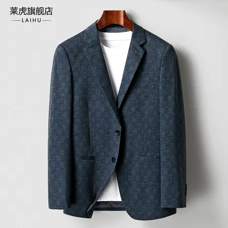 春季薄款时尚修身韩版格子西装外套男士上衣百搭休闲单件小西服潮商品大图