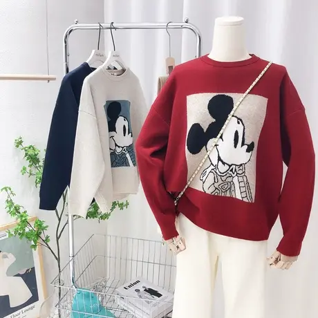 韩国东大门针织衫2021秋冬新款卡通慵懒软糯毛衣保暖加厚打底欧货图片