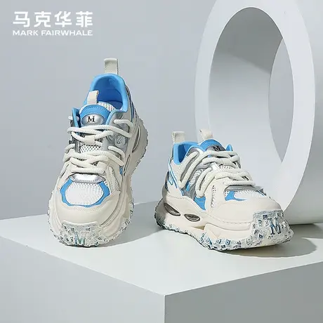 马克华菲时尚男鞋2025夏季新款潮流拼接百搭休闲鞋舒适增高老爹鞋图片