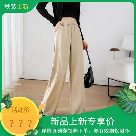 时尚气质休闲裤2023年秋季新款女装百搭高腰韩版松紧纯色直筒裤图片