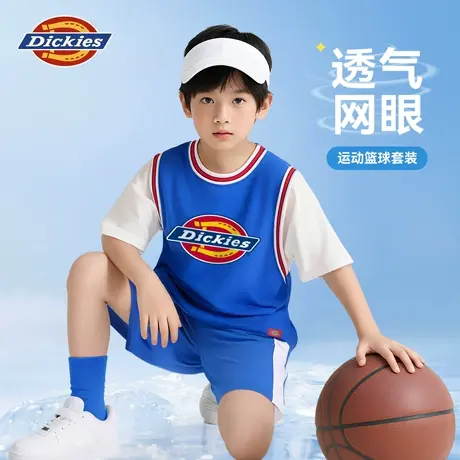Dickies童装儿童篮球服套装夏季男童网眼透气运动服女童训练服薄A图片