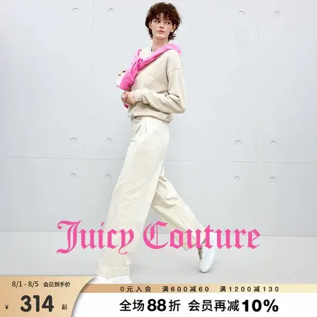 Juicy Couture橘滋休闲裤女2025年秋季新款白色直筒灯芯绒长裤商品大图