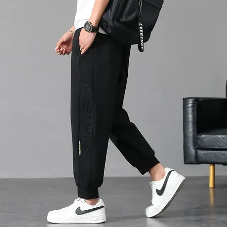 束脚卫裤男春秋季潮牌宽松字母钢印休闲裤青少年潮流百搭运动裤子商品大图