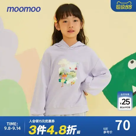 美特斯邦威童装女童原创图案连帽卫衣春秋新款儿童宽松落肩卫衣商品大图