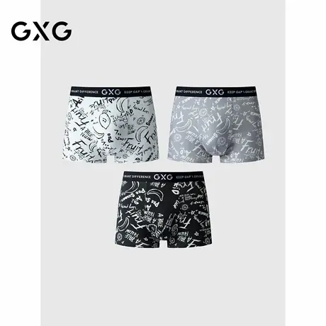 GXG男士内裤【3条装】趣味涂鸦潮流棉莫内裤男内裆抑菌透气平角裤商品大图