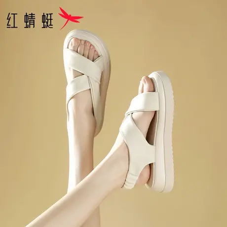 红蜻蜓凉鞋女2026新款夏季透气增高女鞋运动休闲鞋厚底户外沙滩鞋图片