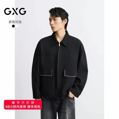 GXG男装 斜纹行政分割微皱绣花时尚休闲夹克外套  2025秋季新品图片