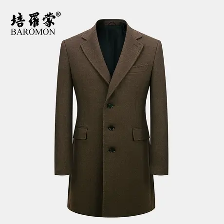 BAROMON/培罗蒙2023秋冬新款男士商务保暖中长款羊毛呢大衣外套图片
