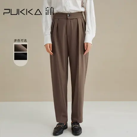 蒲PUKKA 西装萝卜裤女秋装新品宽松高腰显瘦直筒长裤子商品大图