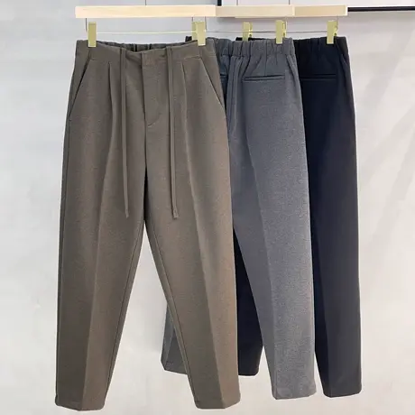 秋冬保暖毛呢西裤男轻商务修身休闲长裤韩版磨毛加厚直筒小脚男裤商品大图