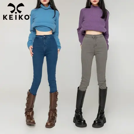 KEIKO 高弹紧身牛仔裤铅笔裤女秋冬高腰修身显瘦小脚裤靴裤小个子商品大图