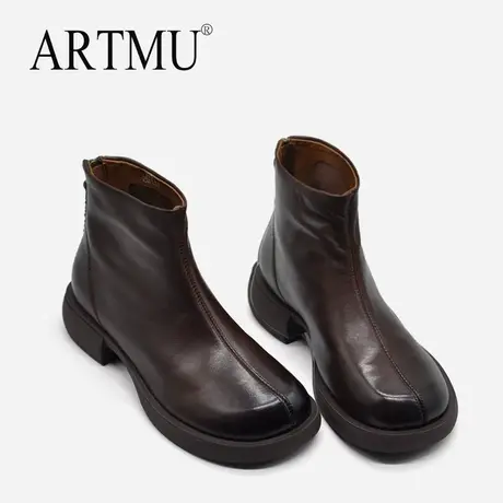 Artmu阿木复古平底短靴女春秋单靴子女2023新款真皮马丁靴百搭图片