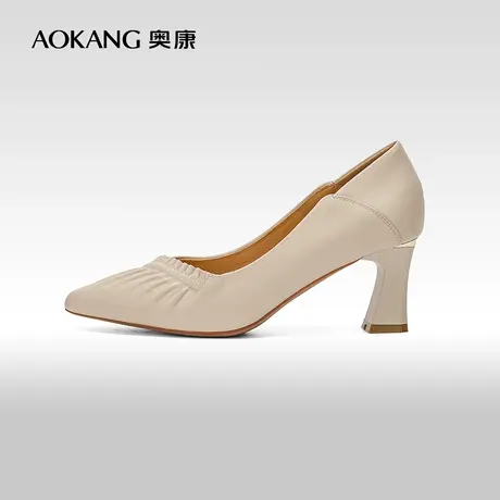 【门店发货】奥康女鞋 春秋季单鞋百搭气质舒适日常粗跟潮商品大图