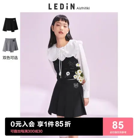 乐町高腰黑色短裤女直筒宽松不规则打褶裙裤设计感潮2023春季新款商品大图