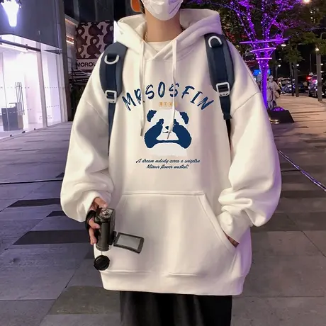 熊猫慵懒风高级感卫衣男春季新款国潮休闲上衣潮流ins情侣连帽衫商品大图