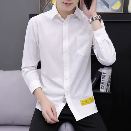 长袖衬衫男秋季宽松休闲全棉衬衣男生潮牌潮流棉麻寸衫衣百搭秋衣商品大图