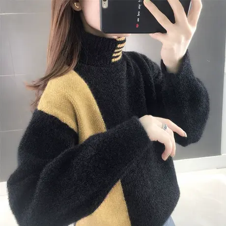 2023春装新款加厚高领女士毛衣宽松慵懒水貂绒年爆款打底内搭洋气图片