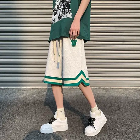 短裤男士夏季潮牌宽松设计感直筒港风五分裤潮流小熊休闲运动中裤商品大图