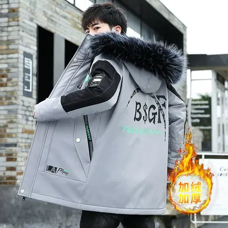 男士棉衣2023年新款韩版中长款冬装棉袄冬季外套加绒加厚羽绒棉服商品大图