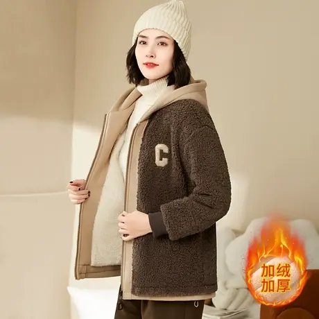 羊羔绒外套女秋冬2022新款大码百搭加厚加绒卫衣毛毛摇粒绒夹克衫商品大图