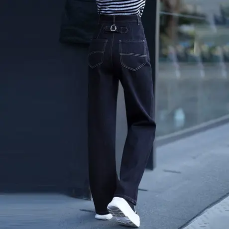 加绒牛仔裤女秋冬款2024年欧货爆款直筒裤今年流行裤子女士阔腿裤商品大图