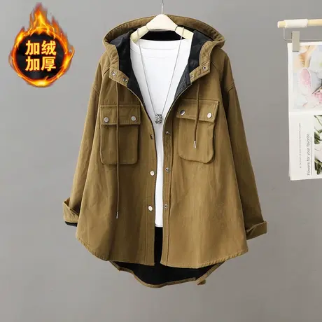 加绒加厚风衣外套女中长款2024冬季新款高级感好看棉袄大码连帽潮图片