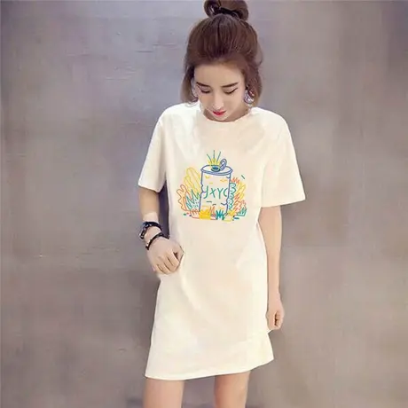 夏季2023年新款中长款短袖t恤女网红ins潮超火韩版宽松半袖上衣服商品大图