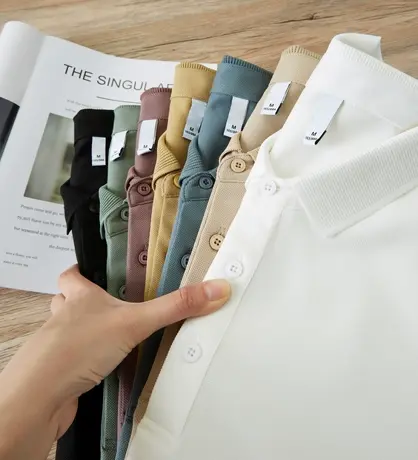 含蚕丝珠地棉Polo衫男潮牌短袖商务休闲翻领半袖高档保罗T恤上衣商品大图