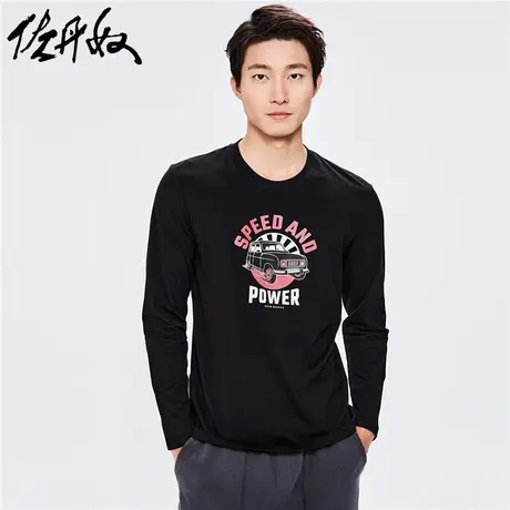 佐丹奴T恤男装纯棉印花图案圆领长袖T恤 90092791图片