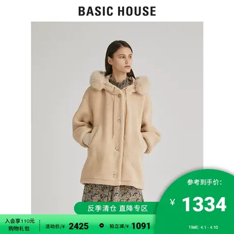 Basic House/百家好女装冬季商场同款女宽松连帽夹克外套HURF720A图片