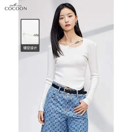 missCOCOON法式不规则打底衫女2023新款春季设计感别致时尚针织衫商品大图