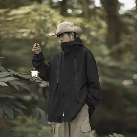 三合一冲锋衣外套男高级感秋冬款棉服美式痞帅防水防风机能夹克潮图片